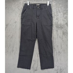 Faherty Organic Cotton Utility Pants Gray Raw Hem Size 24 Slash Pockets